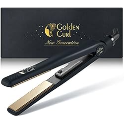 Golden Curl Lisseur Fer a lisser Tourmaline GL829 Professionnelle, 2en1 ultra coiffante, Lissante, Ionic Curly Hair Waves Garantie 5ans (Gold)