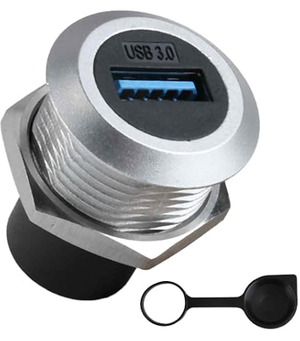 QIANRENON 5 Gbps USB3.0 - Adattatore rettangolare Snap-on con connettore corto USB 3.0 maschio-femmina, supporto fisso per ricarica 5 V/2 A, per pannello cruscotto, 30 cm