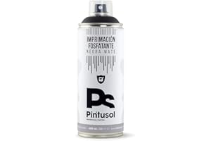 PINTUSOL Imprimación Fosfatante Negra Mate en Spray, Primer Pintura Antioxidante Metal, Alta Adherencia Fácil Aplicación, Secado Rápido, Imprimación Aparejo Hierro Acero Negro Profesional Espray 400ml