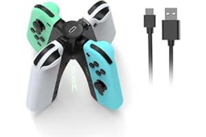 RREAKA Charging Grip Handle for Nintendo Switch/OLED for Joy Con, Joystick Charging Comfort V-Shaped Game for joycon Grip Controller with Battery Indicators, for Joy-Con Charger Grip USB C Cable