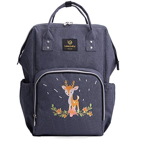 Preisvergleich Produktbild Baby Wickelrucksack Wickeltasche mit Wickelunterlage Multifunktional Mama Rucksack Große Kapazität Babytasche Reisetasche für Unterwegs, Grau (Lekebaby)