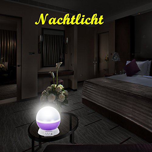 Sun und Stern Stimmung Lichtprojektor Beleuchtung Lampe 4 LED Perlen 360 Grad Romantische Lamp entspannende Nachlicht für Baby.Kinderzimmer Schlafzimmer lila von WEINAS - 4