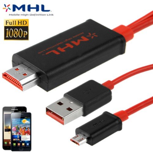 jbTec® HDMI / MHL micro-USB 9-polig Adapter / Anschluss-Kabel - Rot - zu Samsung Galaxy S2 GT-I9100, Galaxy S2 LTE GT-I9210, Galaxy Nexus GT-I9250, Galaxy Note GT-N7000/GT-I9220, HTC Evo 3D, One S...