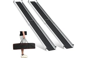 2PCS Telescopic Wheelchair Ramps 6FT, gardhom Portable Adjustable Ramps for Mobility Scooters 272KG Loading Capacity for Home Front Door Stair Steps