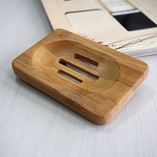 amazing-rading(TM) Seifenhalter Vogue Trapezform Natürliches Holz Seifenbox Badeseife Halter – 3, Bambus - 2
