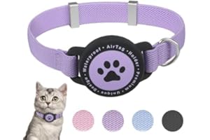 JIARUI Collare Airtag Gatto, Cllare Elastico per Gattini con Supporto per Apple Airtag, Leggero e Confortevole, Collare Gatto Airtag con GPS ultra elasticizzato per Gatti, Gattini e Cuccioli (viola)