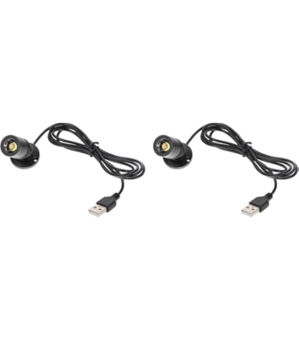 2-Pack USB Mini Spotlights - 5V Warm LED Lights For Display Cabinets & Shelves With 4.2ft Cable
