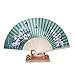 Produktbild Andouy Retro Faltfächer/Handfächer/Papierfächer/Federfächer/Sandelholz Fan/Bambusfächer für Hochzeit, Party, Tanzen(21cm.Grün-blüte)