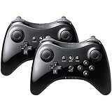QUMOX 2x Wireless Classic Pro Controller Gamepad Joypad Remote for Wii U Pro, Black