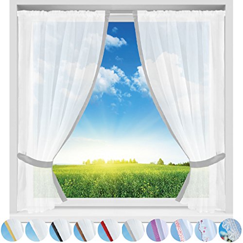 Gardinenset mit Stangendurchzug, Serie: Satin ca. 140x120 cm Auswahl: grau - silbergrau