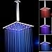 Produktbild Wokee LED Regendusche Zeitgenössische Überkopfbrause Kopfdusche Square LED Regendusche Kopf 16 Zoll Chrom Messing,Kugelgelenk 16 Zoll Chrom verchromt Antikalk Noppen Farbwechsel mit Turbine