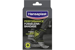 ‎HANSAPLAST Hansaplast Performance Fußgelenk-Bandage, Sprunggelenkbandage stabilisiert & entlastet das Gelenk, Knöchelbandage für rechtes & linkes Fußgelenk unterstützt die aktive Erholung, Größe S/M