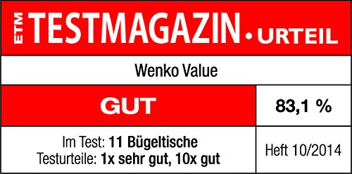 WENKO 1412765100 Bügeltisch Value – mit verstellbarer Bügeleisenablage, pulverbeschichtetes Metall, 120 x 99 x 42 cm, Weiß - 4