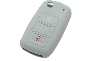 BROVACS Silicone Cover Protector Case Holder Skin Jacket Compatible with VOLKSWAGEN PASSAT SEAT SKODA 3 Button Flip Remote Key Fob CV9800 Grey