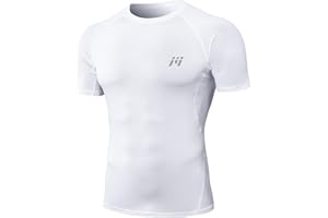 MEETWEE Męska koszulka kompresyjna, krótka/z długim rękawem, funkcyjna, sportowa, treningowa, sportowa, oddychająca, do biegania, joggingu, sportu, na salę gimnastyczną