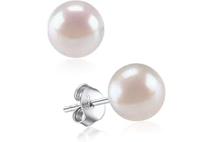 ChicSilver Boucles d'oreilles Perle de Culture d'Eau Douce Anti-allergique Argent 925 - Clous doreille Perle Blanche 4 mm / 6 mm /8 mm /10 mm - Lot de Boucle d’oreille Cadeau pour Femme Fille