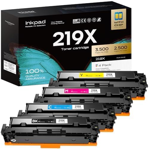 iNKPAD 219X 219A MFP 3302FDWG Tóner (con chip) Compatible con HP 219X 219A Color LaserJet Pro MFP 3302FDWG 3302FDNG 3302SDWG 3302FDW 3302SDW 3302FDN 3202DN (4 unidades)