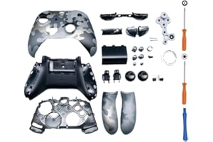 Hzxkqmil Replacement Full Housing Shell Kit for Xbox One S/X Controller (Model 1708), DIY Faceplate Case Front Cover Back Plates Side Rails Buttons Accessories (Black Camo Special Edition)