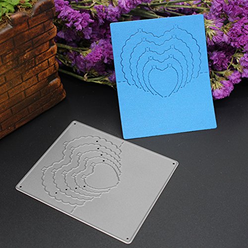 Amazingdeal365 5 PCS Herz Metall Form Schablonen Schneiden DIY Dekor Sammelalbum Karten Buchzeichen Lesezeichen als Geschenk für Freunde Geburtstag Kinder,Kindergarten Hobby Schule Handarbeit Unterricht usw. Ein tolles Geschenk! - 3