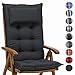 Produktbild Homeoutfit24 Sun Garden Gartenstuhl-Auflage (120 x 50 x 9 cm) Sylt, Hochlehner Auflage mit Abnehmbarem Kopfpolster in Schwarz/Blau 4er Set
