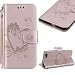 Produktbild Handyhülle für Huawei Y5 2018,CESTOR Retro Elegante Liebe Herz Blume Geprägte Muster Ultra Dünn Weich Brieftasche Handyhülle für Huawei Y5 2018,Slender Magnetverschluss Flip Folio Schutzhülle mit Faltbar Stand und Halter Kreditkarte Slots PU Leder hülle für Huawei Y5 2018,Gold