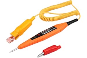 EBTOOLS Test Light Automotive-2.5-32V Auto Digital Circuit Tester, Orange + Yellow Pencil Elektrisches Diagnosewerkzeug, Power Probe Voltage Test, Anhänger, Transporter, Wohnmobile, Motorräder, Flugzeuge