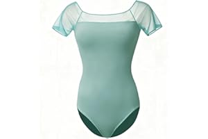 ROYAL SMEELA Sexy mesh ballett trikot damen mit bh Kurzarm ballettbody frauen ballettkleidung leotard nylon tanztrikot erwachsene tanzen trikots ballerina body