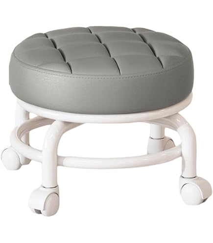 Tabouret Bas à Roulettes - Coussin Imitation Laine D'agneau - Roues 360° - Pour Maison, Jardin, Massage