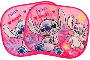 ILS I LOVE SHOPPING Coppia di Tendine Laterali Parasole Auto Bambini con Ventose (STITCH Bambina)