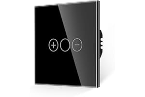 JIMEIDA Dimmer Switch for LED Light,Touch Light Switch Black Tempered Glass Panel with LED Backlight,No Neutral Wire Required 86 * 86MM,AC 240V
