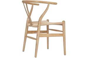 ‎TOMILE Tomile Holz Esszimmerstuhl, Moderner Y-förmiger Stuhl mit Hanfsitz und Armlehnen Esche Massivholz Hans Wegner Stuhl für Esszimmer und Wohnzimmer (Esche + Natur)