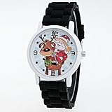 OverDose Weihnachten Geschenke Kinder Farbe Mode Uhr Silikon Bügel Armbanduhr (Schwarz)