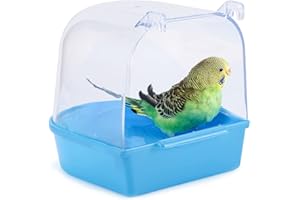 CHmiss Bagni per Uccelli Bagno per Uccelli in Plastica Piccola Vasca da Bagno per Uccelli Vasca da Bagno Bird per Fringuelli, Pappagallini, Allodole e Piccoli Uccelli (Blu13X13X13,5cm)