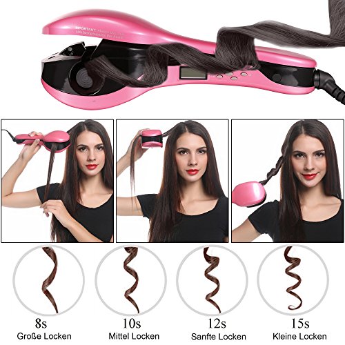 ACEVIVI Negative Ionen Anion Lockenstab Curler Lockendreher Curl mit EU Stecker LCD Pink,pro-A - 3