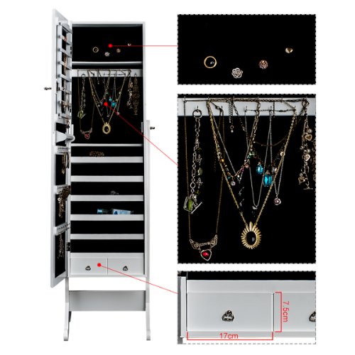 ZNL 150cm Schmuckschrank Spiegelschrank Standspiegel Spiegel Spiegelschmuckschrank weiß JCYJ01 - 5