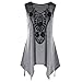 Produktbild DEELIN Damen Sommer Ärmelloses Unregelmäßiges T-Shirt Plus Size V-Ausschnitt Lace Trim Tank Top T-Shirt (2XL, Grau)