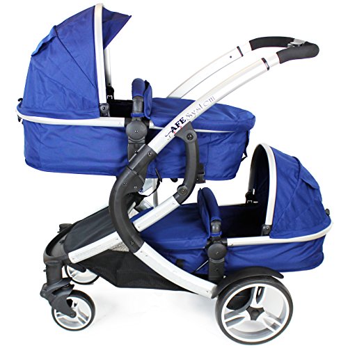 iSafe Tandem Pram me&you - 2 Tone Navy (Navy) + All Raincovers