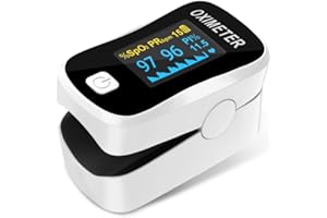 MOMMED Sauerstoffsättigung Messgerät Finger, Pulsoximeter mit Alarm ideal zur schnellen Messung der Sauerstoffsättigung, Einf