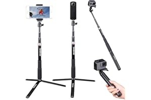 Smatree Q3S Perche Extensible avec Trépied pour GoPro Hero 2018, Hero 12/11/10/9/8/7/6/5/4/3+/3/2/1/Session/GoPro Fusion,OSMO Action 3/Insta 360/Ricoh Theta