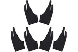 Mesee 6 Pack Artist Anti-fouling Glove, Two Fingers Graphic Drawing Glove Kids Teenager Left & Right Hand Sketch Mittens for Light Box, Graphics Drawing, Tablet, Art Creation, iPad Pro Pencil (Black)