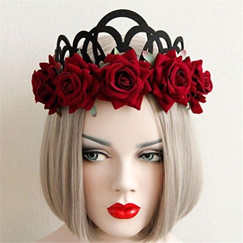 WDDZY® Garland Flower Wreath Woman Girls Floral Crown Tiaras Headband Boho Red Rose Flower Bride Hairbands Party Hair Accessories
