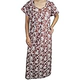 INDIATRENDZS WOMEN COTTON NIGHTY SLEEPWEAR MAXI NIGHT GOWN 42" (BROWN)