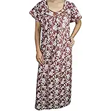 INDIATRENDZS WOMEN COTTON NIGHTY SLEEPWEAR MAXI NIGHT GOWN 42" (BROWN)