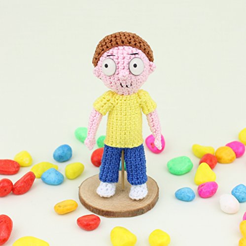 Morty de Ganchillo Hecho a Mano, Muñeco de Peluche, Amigurumi, Regalo