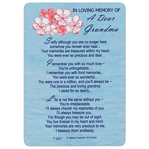 Xpress Yourself Loving Memory Graveside Memorial Card & Holder 15cm X 10cm Relations Friends Etc - A Dear Grandma 35006
