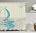 Produktbild Nautical Decor Shower Curtain by, Sailing Boat Reflection Cloudy Sky Sandy Seaside Shoreline and Hobby Watersports Image, Fabric Bathroom Decor Set with Hooks, 71 x 79 Inches, Aqua and Navy