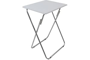 THE SECRET HOME - Mesa Plegable de Madera y Aluminio - Mesita Multifuncional - Largo: 48 cm x Ancho: 38 cm - Color Gris - Mesa Auxiliar para Terraza, Balcón, Camping o Jardín