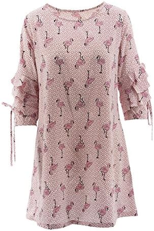 Netgozio Dress Dress Women Half Sleeve 3/4 Print Flamingo Cute Made in Italy Rose One Size