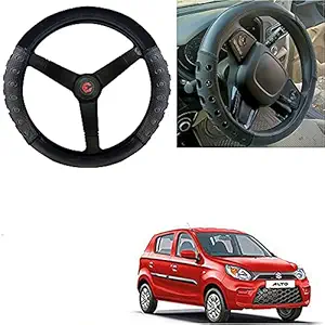 Auto Pearl - Ring Type Car Steering Wheel Cover Universal Genuine PU Non-Slip Natural Rubber Well Padded Grip Breathable Leatherite for -Alto 800 2019 (Ultimate Shine Full Black)