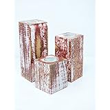 3er Set Teelichthalter aus Holz mit Glaseinsatz, handgefertigt, shabby chic, vintage, Unikat
